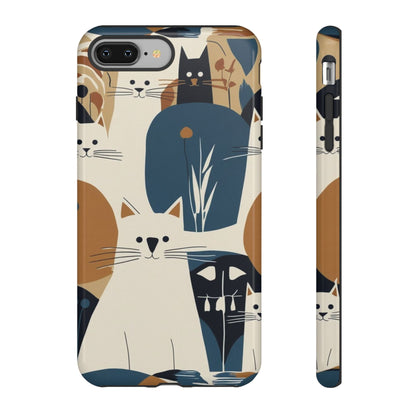 Cat Pattern Phone Case – Retro Abstract Cats Protective iPhone Cover