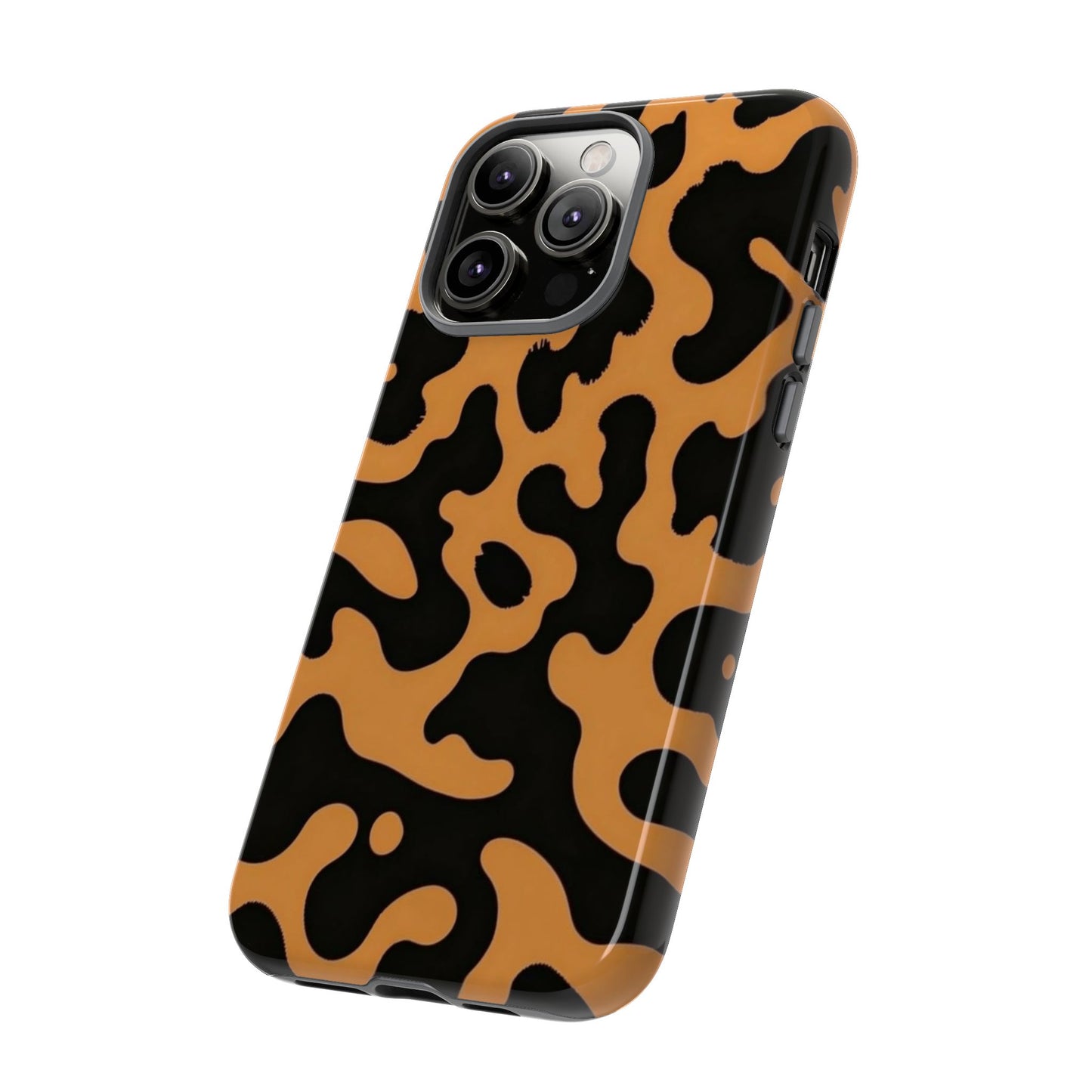 Leopard Print Phone Case — Orange & Black Tough Pattern Protective Cover