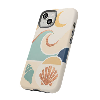 Sea Breeze Tough Phone Case — Retro Waves & Shells Design