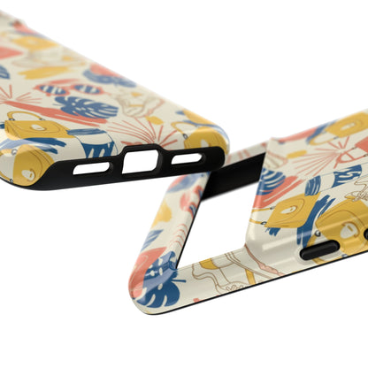 Tough Cases: Retro Summer Pattern Phone Case – Sunglasses, Sneakers & Tropical Leaves