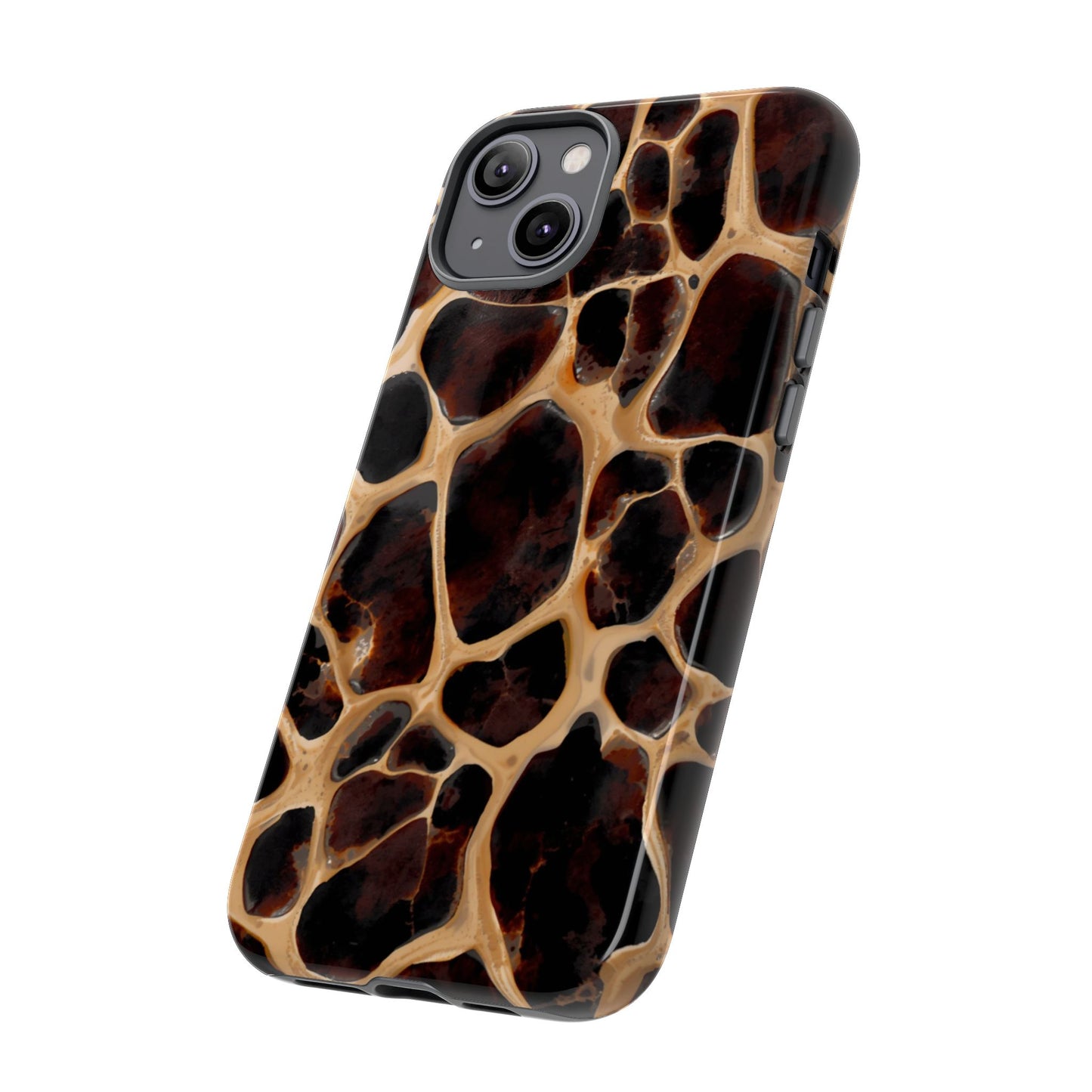 Phone Case — Brown Leather Dot Texture Rugged Protective Cover