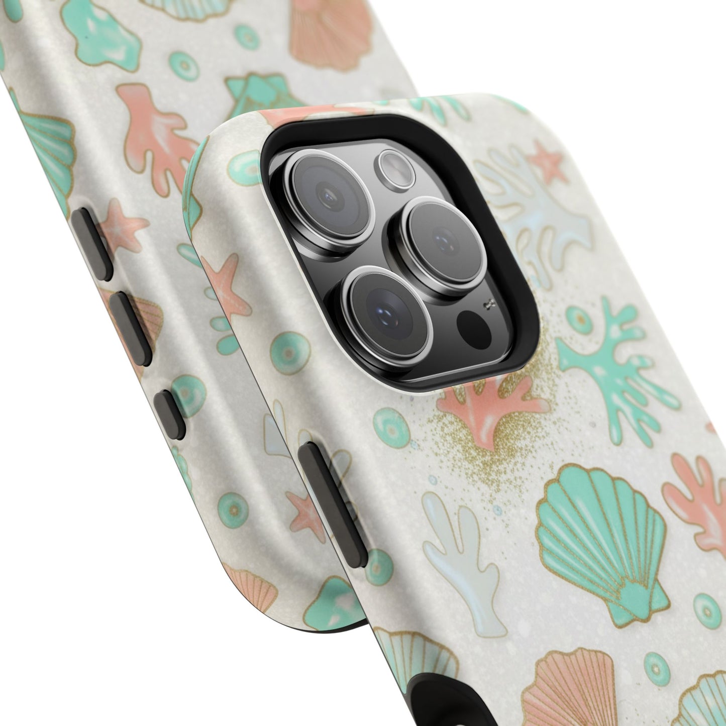 Sea Shells Magnetic Impact Phone Case — Pastel Coral & Teal Beach Design