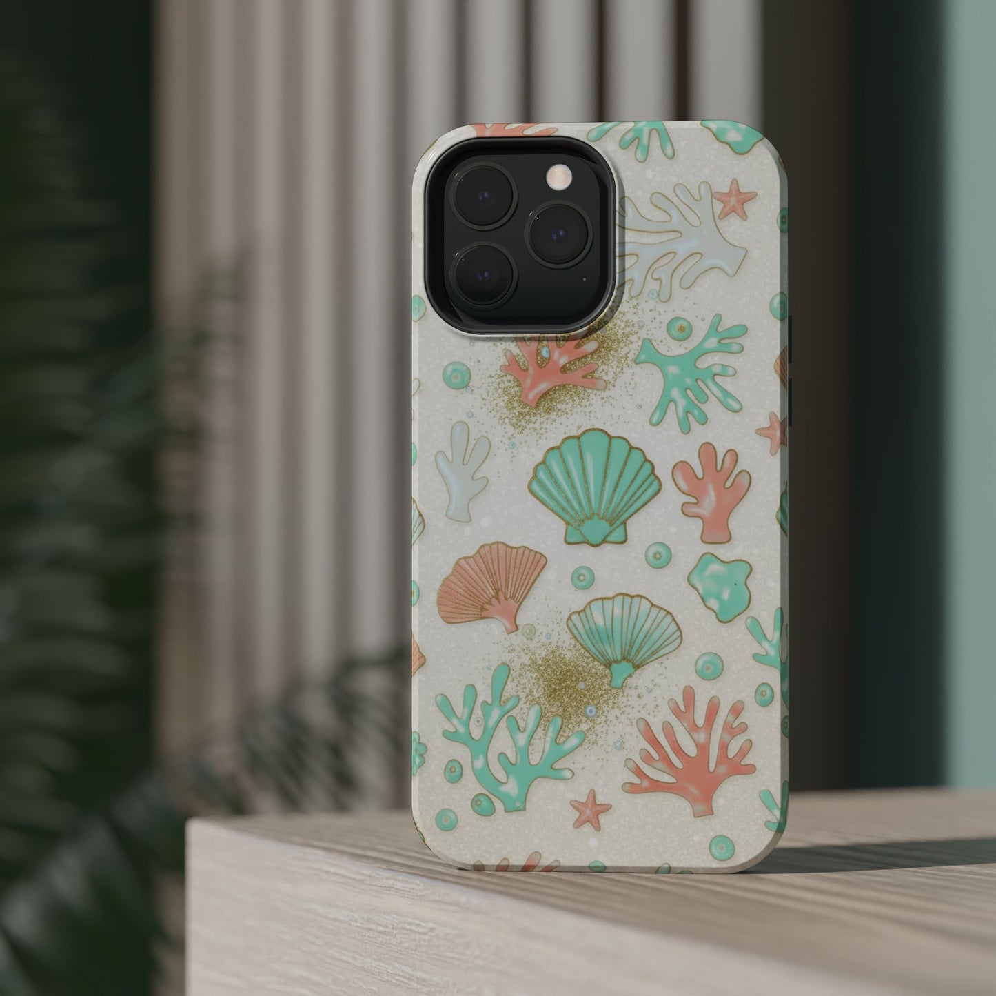 Sea Shells Magnetic Impact Phone Case — Pastel Coral & Teal Beach Design