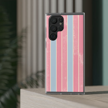Striped Pink & Blue Phone Case — Retro Pastel Flexi Case