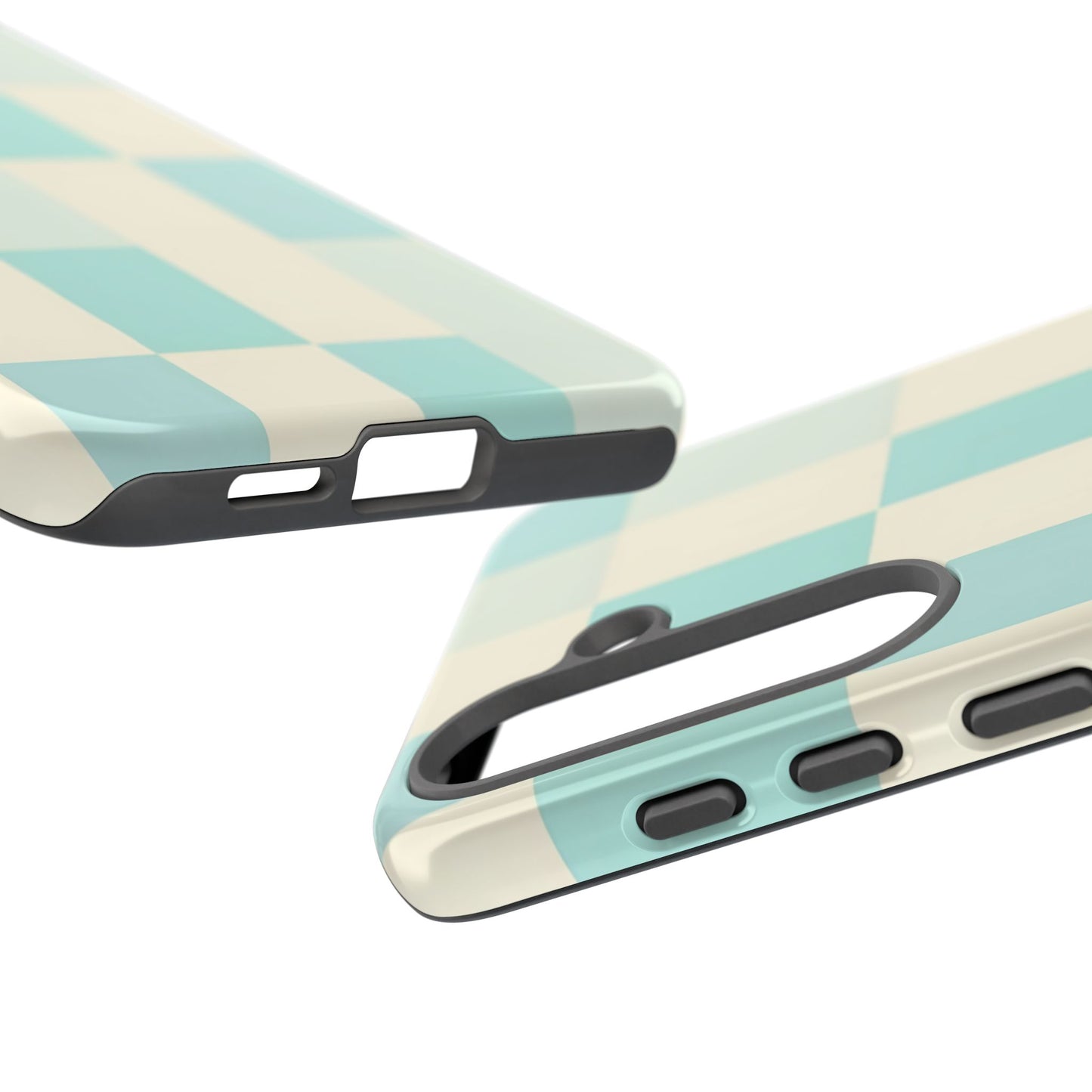 Pastel Checkerboard Tough Case – Mint & Cream Protective Phone Cover