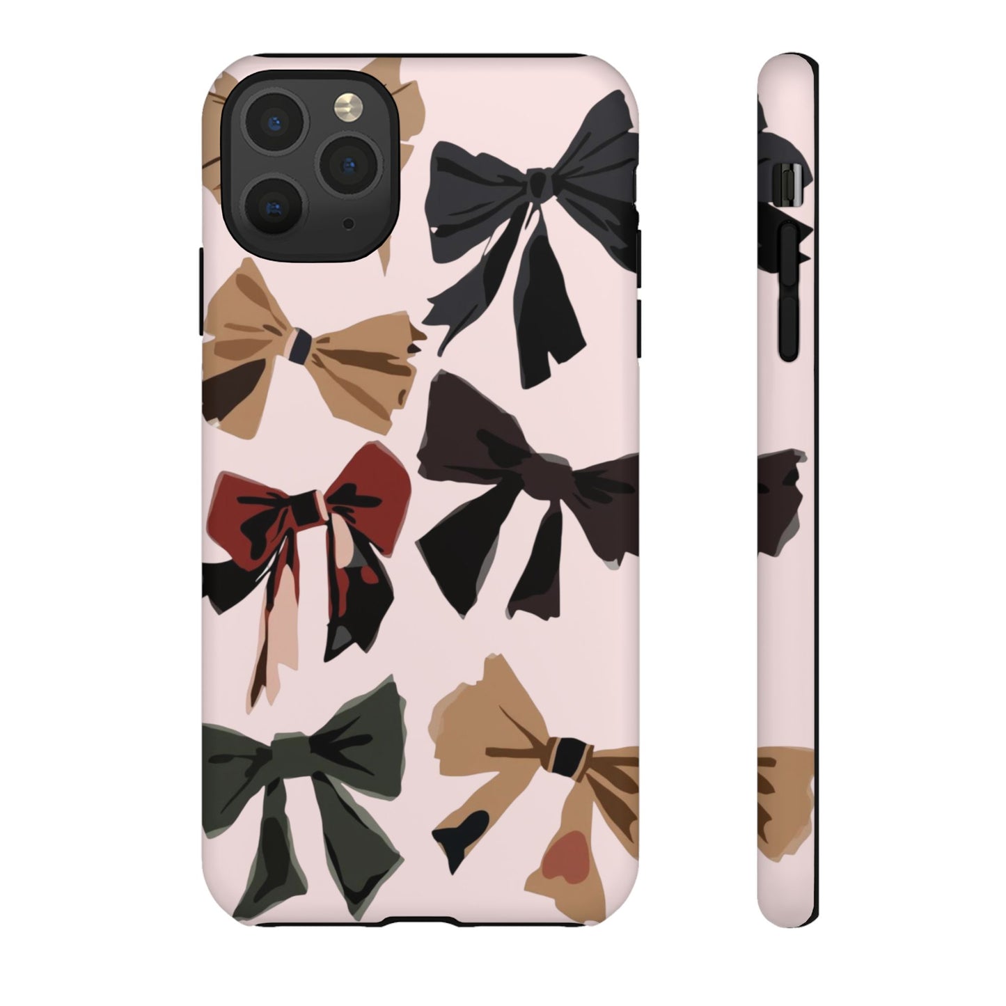 Bow Pattern Phone Case - Pink, Brown & Black Bows Protective Cover