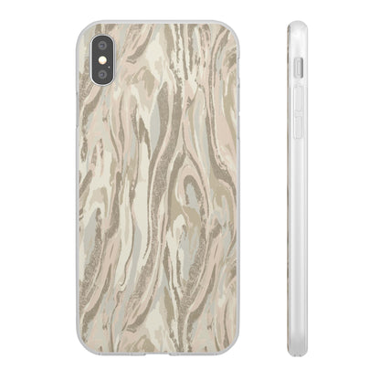 Neutral Marble Swirl Flexi Phone Case — Beige Abstract Protective Cover