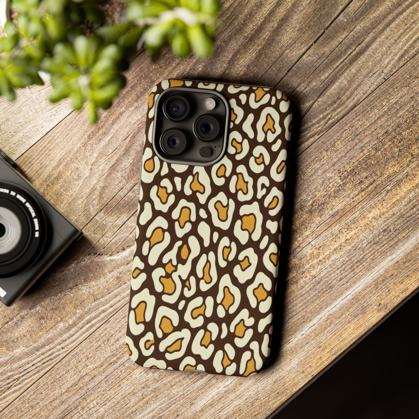Leopard Print Tough Phone Case — Durable Protective iPhone Cover