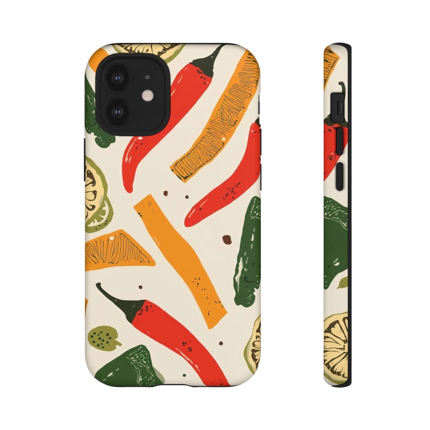 Spicy Peppers Phone Case – Colorful Chili, Lime & Citrus Pattern