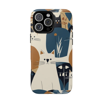 Cat Pattern Phone Case – Retro Abstract Cats Protective iPhone Cover