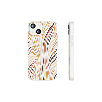 Marbled Neutral Stripe Phone Case — Abstract Beige & Terracotta Flexi Case