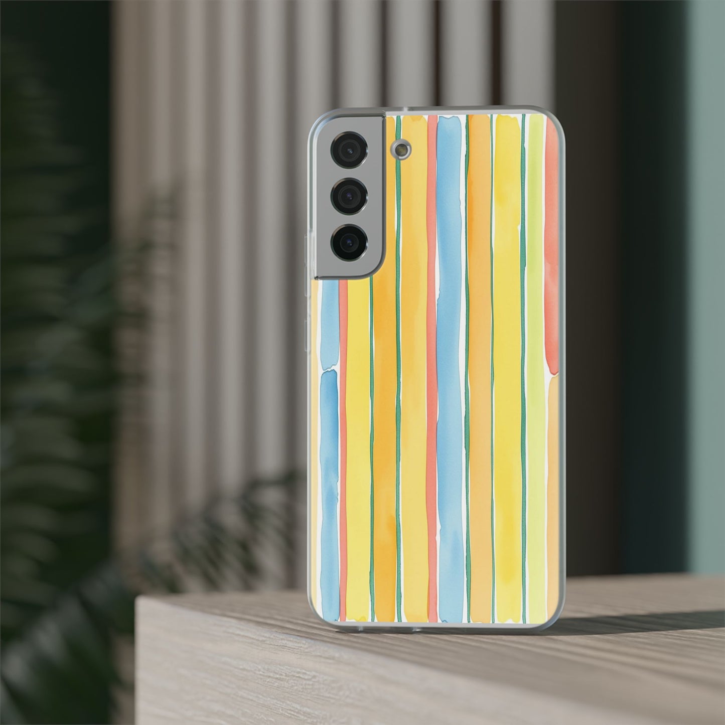 Watercolor Stripe Phone Case — Bright Pastel Vertical Stripes Protective Flexi Case