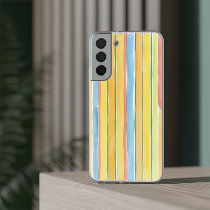 Watercolor Stripe Phone Case — Bright Pastel Vertical Stripes Protective Flexi Case