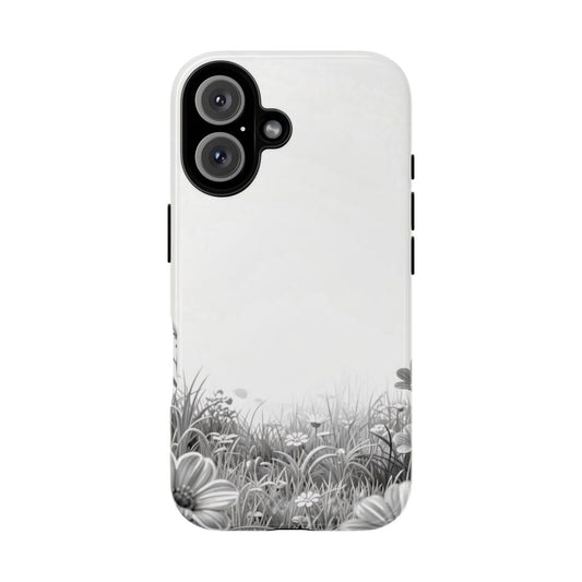 Butterfly Floral Tough Phone Case – Monochrome Garden Protection