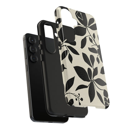 Tough Phone Case — Black Floral Silhouette Protective Cover