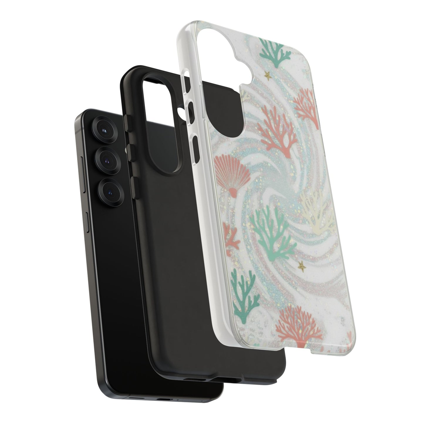 Seafoam Coral Tough Phone Case - Pastel Ocean Wave Design