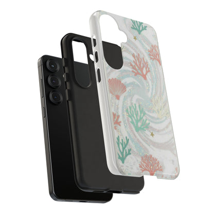Seafoam Coral Tough Phone Case - Pastel Ocean Wave Design