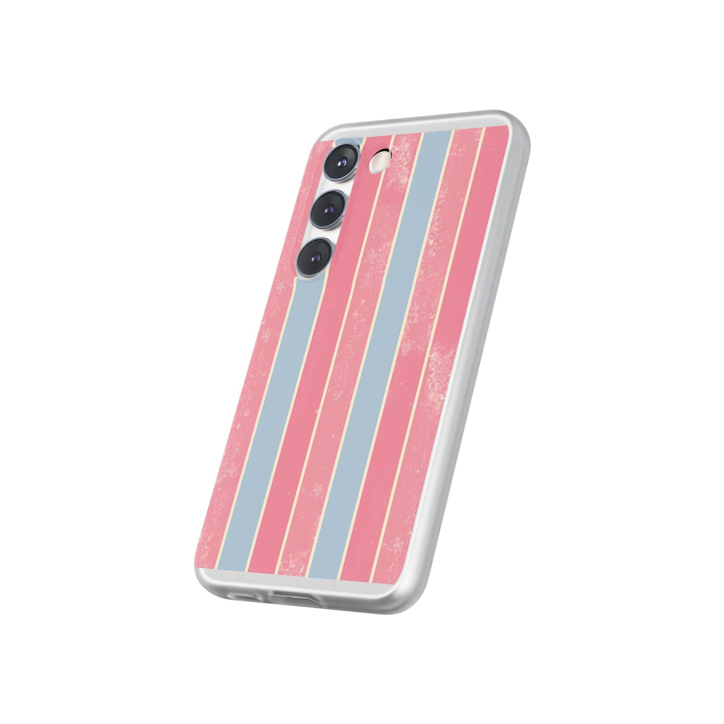 Striped Pink & Blue Phone Case — Retro Pastel Flexi Case