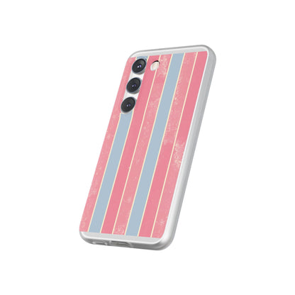 Striped Pink & Blue Phone Case — Retro Pastel Flexi Case