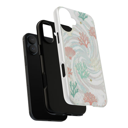 Seafoam Coral Tough Phone Case - Pastel Ocean Wave Design