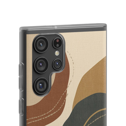 Abstract Earth Tone Phone Case — Boho Wavy Flexi Case