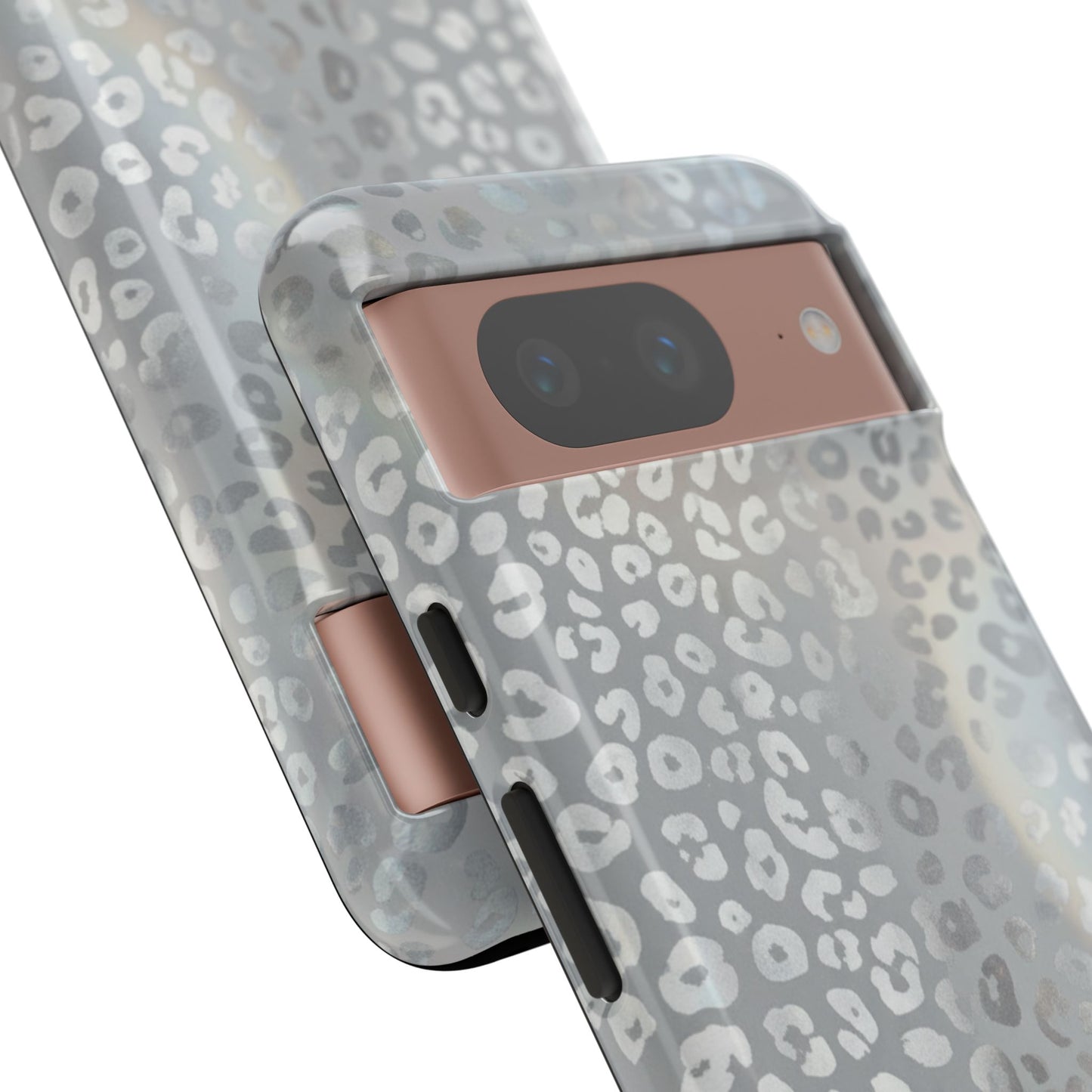 Grey Leopard Print Tough Phone Case — Durable Protective iPhone Cover