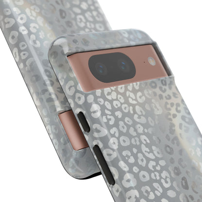 Grey Leopard Print Tough Phone Case — Durable Protective iPhone Cover