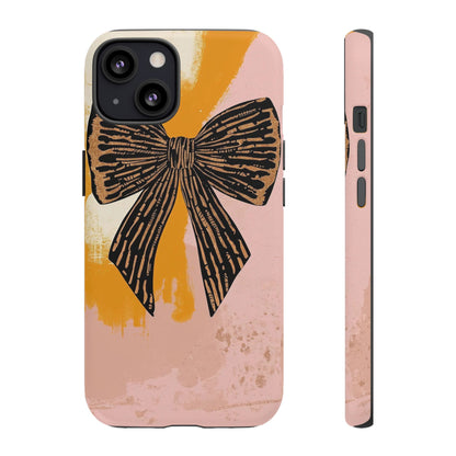 Bow Brushstroke Tough Phone Case — Pink & Mustard