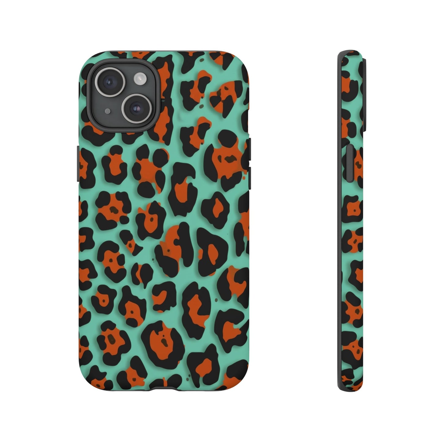 Teal & Rust Leopard Phone Case — Tough Protective Animal Print