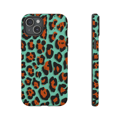 Teal & Rust Leopard Phone Case — Tough Protective Animal Print