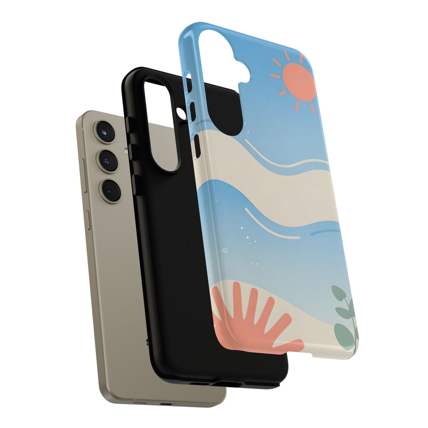 Beach Waves Tough Phone Case — Summer Sun & Seashell Protective Cover