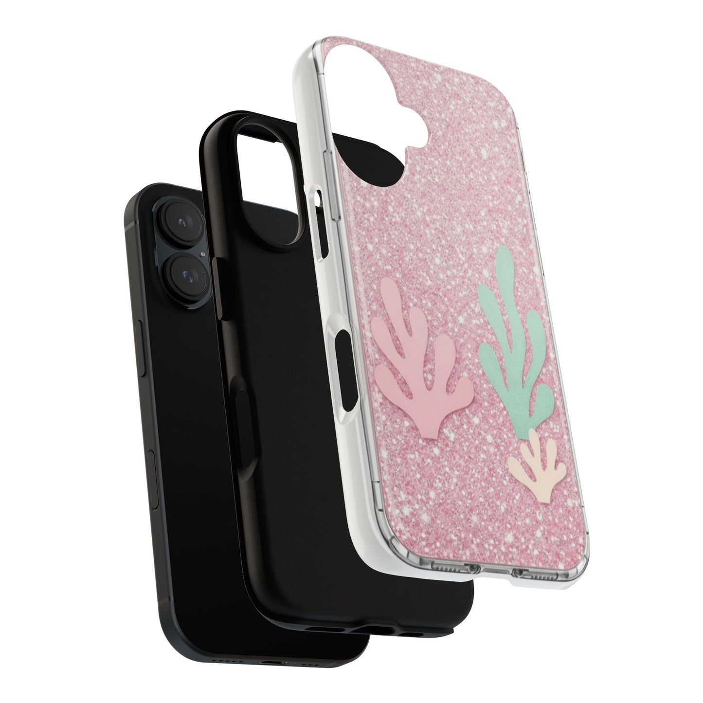 Pink Glitter Seaweed Tough Case - Sparkle Protective Phone Cover