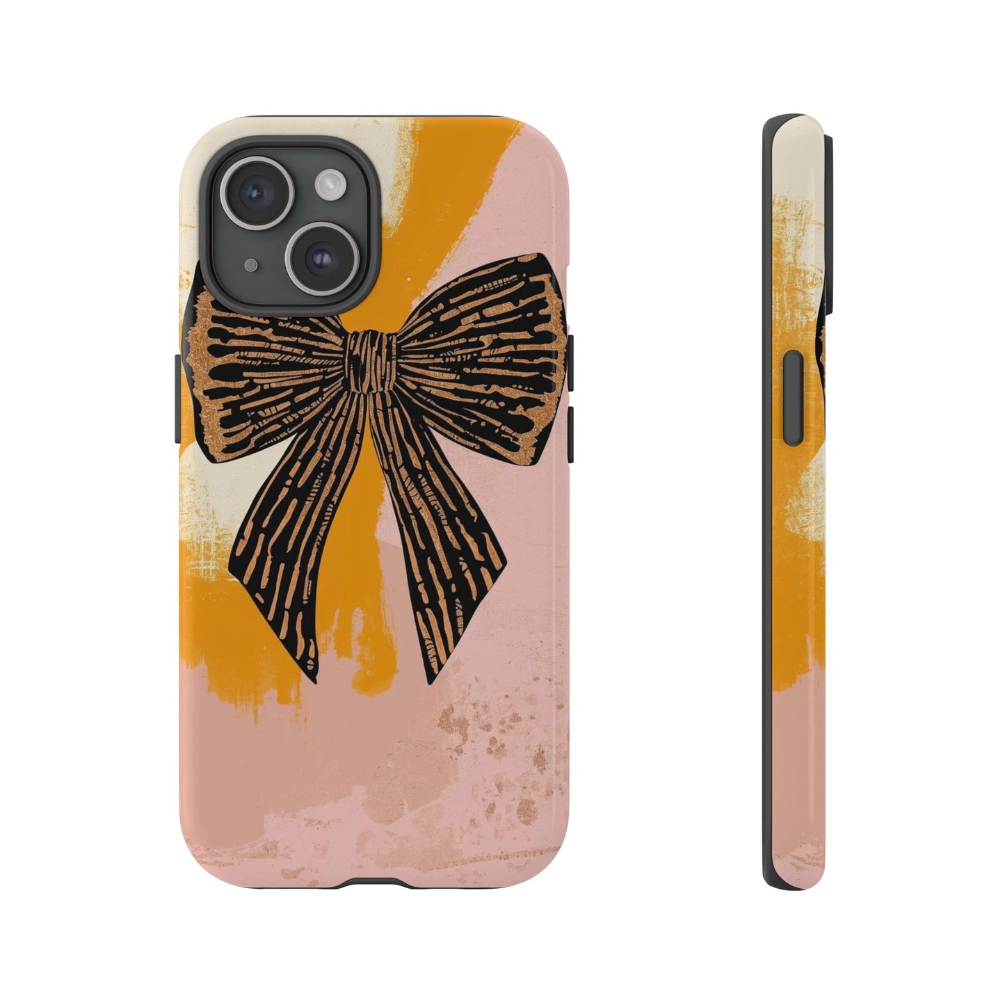 Bow Brushstroke Tough Phone Case — Pink & Mustard