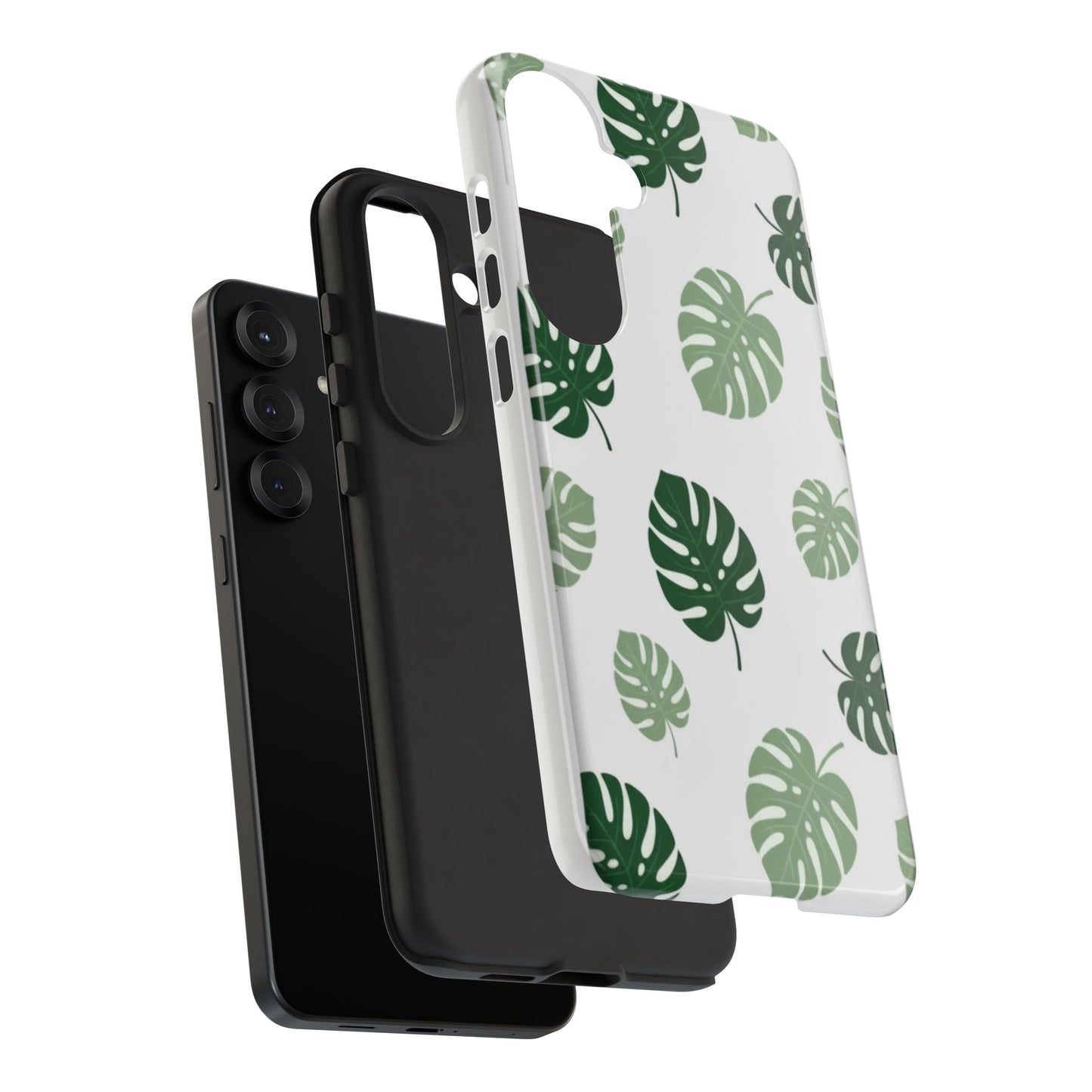 Monstera Leaf Tough Phone Case – Tropical Green Palm Pattern Protective Cover