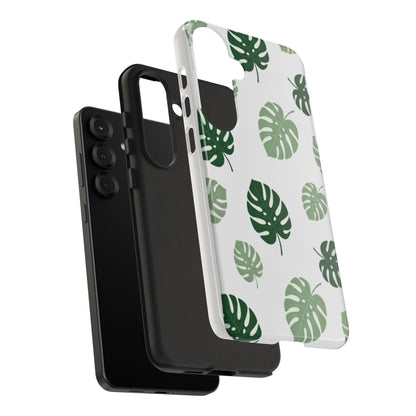 Monstera Leaf Tough Phone Case – Tropical Green Palm Pattern Protective Cover