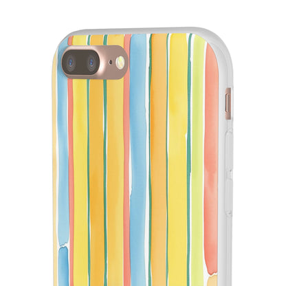 Watercolor Stripe Phone Case — Bright Pastel Vertical Stripes Protective Flexi Case