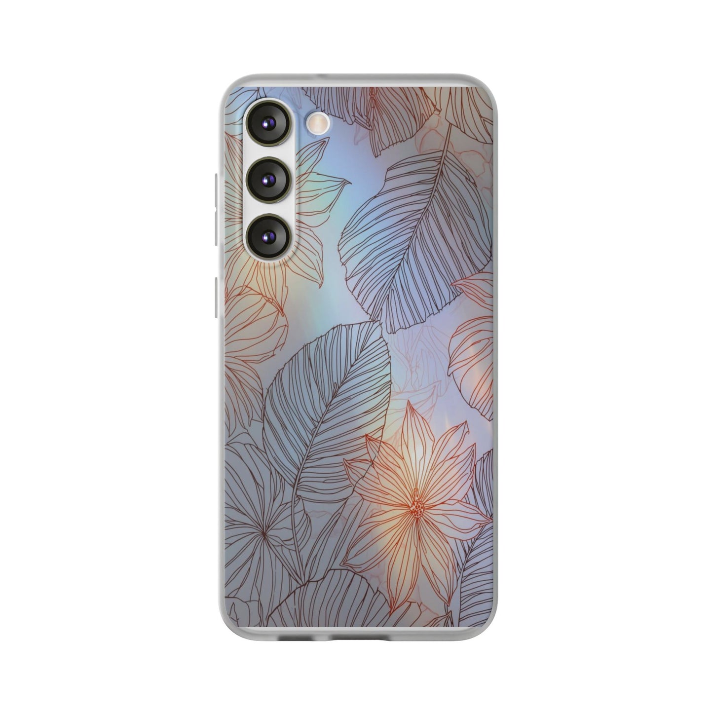 Floral Holographic Phone Case — Iridescent Leaves & Flowers Flexi Case