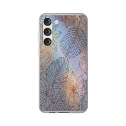 Floral Holographic Phone Case — Iridescent Leaves & Flowers Flexi Case