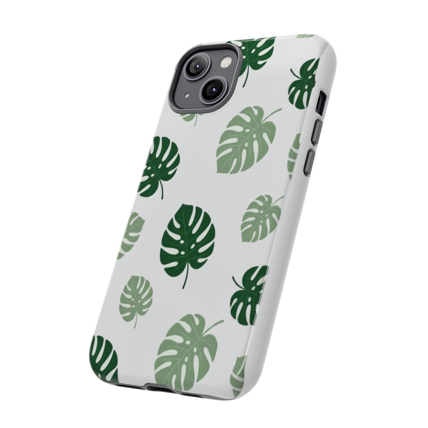 Monstera Leaf Tough Phone Case – Tropical Green Palm Pattern Protective Cover