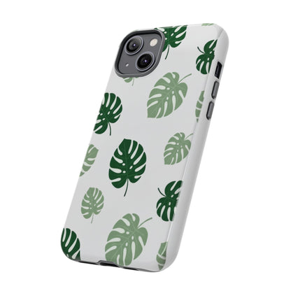 Monstera Leaf Tough Phone Case – Tropical Green Palm Pattern Protective Cover