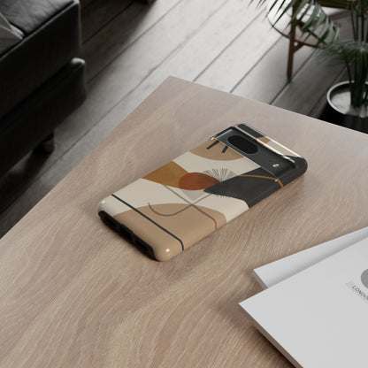Abstract Earth Tone Phone Case — Mid-Century Minimalist Tough Case