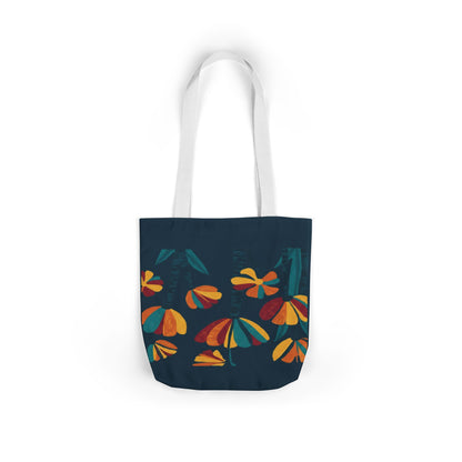 Floral Canvas Tote Bag — Retro Orange & Teal Wildflower Design