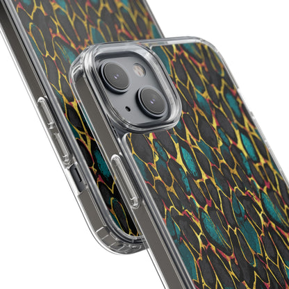 Teal Gold Leopard Clear Phone Case