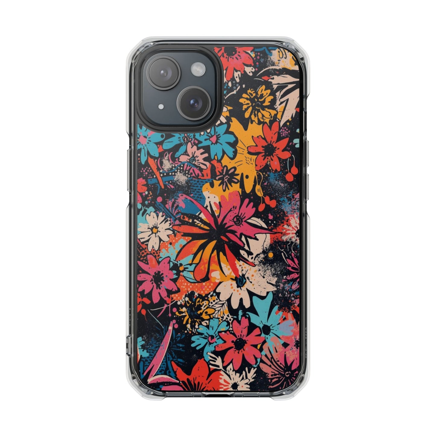 Floral Burst Magnetic Clear Phone Case — Protective Impact-Resistant Design