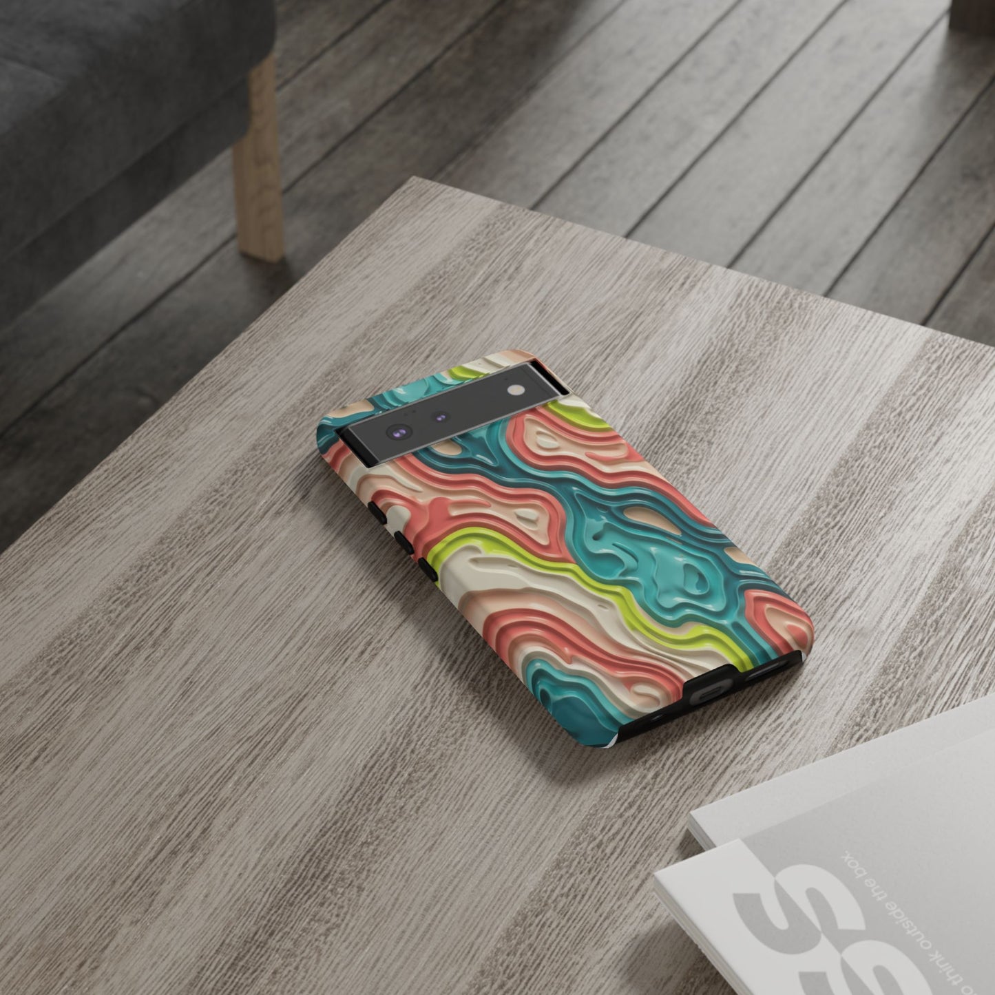 Abstract Contour Phone Case — Colorful Topographic Pattern Tough Case