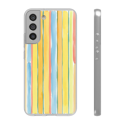 Watercolor Stripe Phone Case — Bright Pastel Vertical Stripes Protective Flexi Case