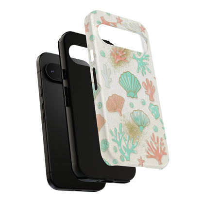 Seashell Coral Phone Case — Pastel Beach Shells Protective Tough Case