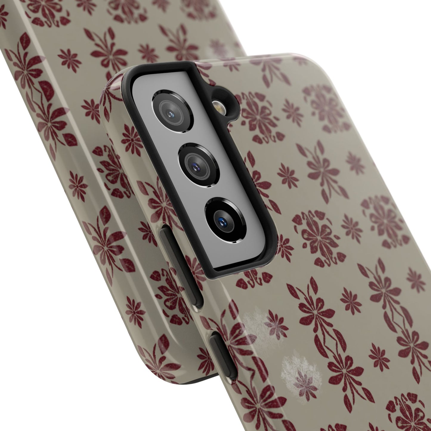Tough Phone Case — Vintage Red Floral Pattern Protective Cover