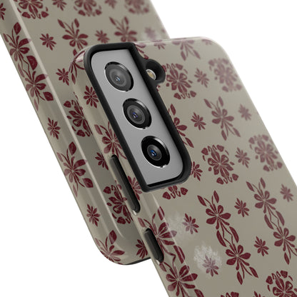 Tough Phone Case — Vintage Red Floral Pattern Protective Cover