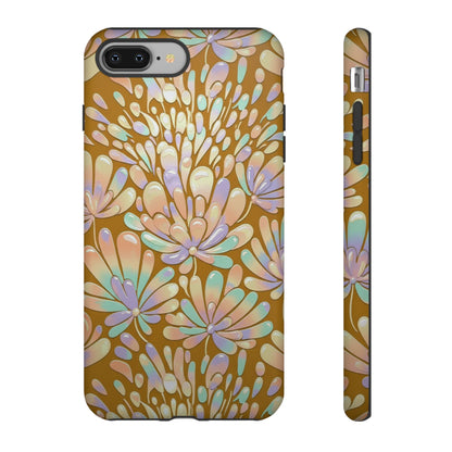 Floral Burst Tough Phone Case – Gold Pastel Botanical Protection